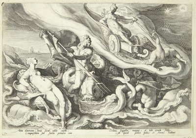 Juno panaszkodik Kallistóról Okeanosnak és Tethysnek alkotó: Hendrick Goltzius