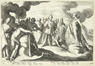 Jupiter és az istenek arra kérik Hélioszt, hogy vegye újra az irányítást a napszekere felett alkotó: Hendrick Goltzius