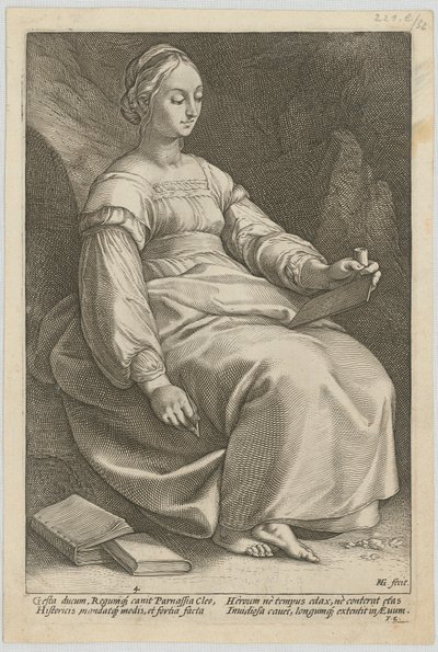 Klio, a „Kilenc múzsa” sorozat 4. lapja alkotó: Hendrick Goltzius