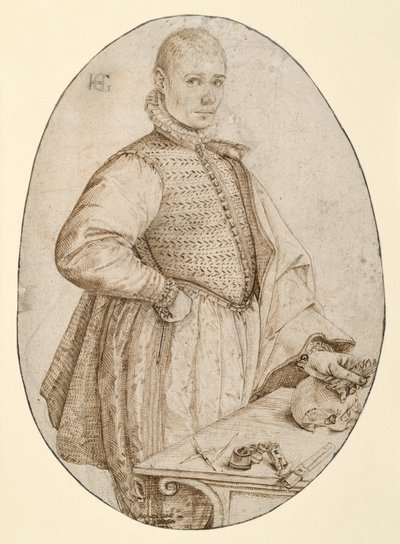 Jobbra forduló fiatal férfi térdig érő alakja (Gysbrecht van Batenburg) alkotó: Hendrick Goltzius