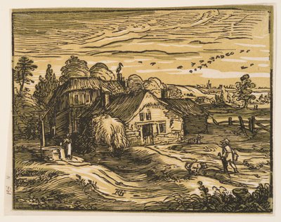 Tájkép egy parasztházzal alkotó: Hendrick Goltzius