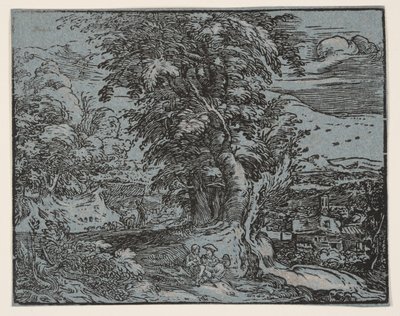 Tájkép egy pásztorpárral alkotó: Hendrick Goltzius