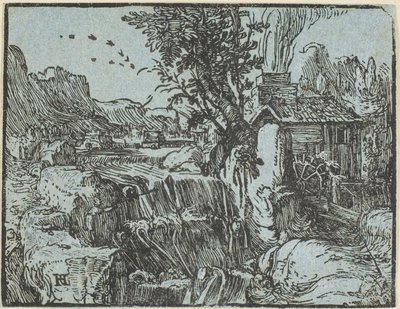 Táj vízeséssel, a Négy kis tájból alkotó: Hendrick Goltzius