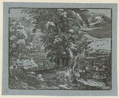 Táj ülő párral Négy kis tájkép (sorozat címe) alkotó: Hendrick Goltzius