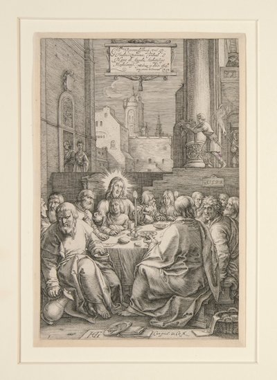 Utolsó vacsora, A szenvedélyből, 1. szám, 12 metszetből álló sorozatban alkotó: Hendrick Goltzius
