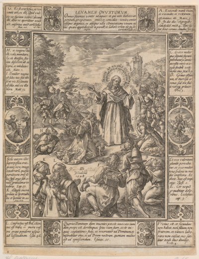 Levamen Onustrorum, 1. lap a „A keresztény hit allegóriái” sorozatból alkotó: Hendrick Goltzius