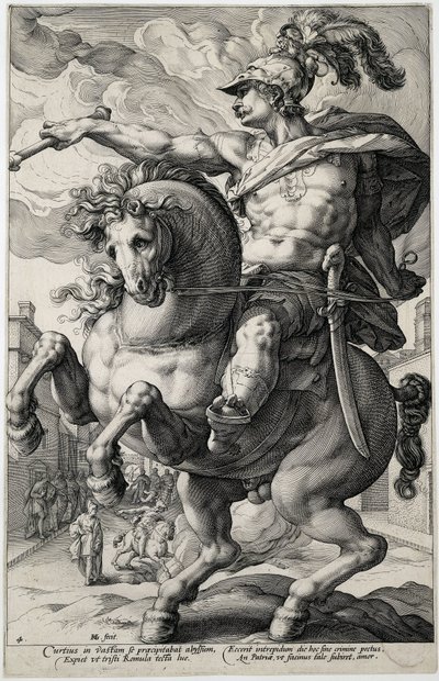 Marcus Curtius A római hősök (sorozat címe) alkotó: Hendrick Goltzius