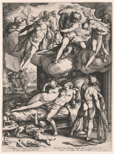A Mars és a Vénusz meglepődött a Vulkánon alkotó: Hendrick Goltzius
