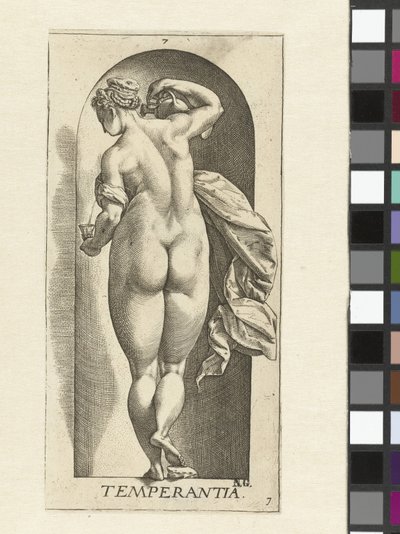 mértékletesség Mérséklet (cím a tárgyon) A hét erény (sorozat címe) alkotó: Hendrick Goltzius