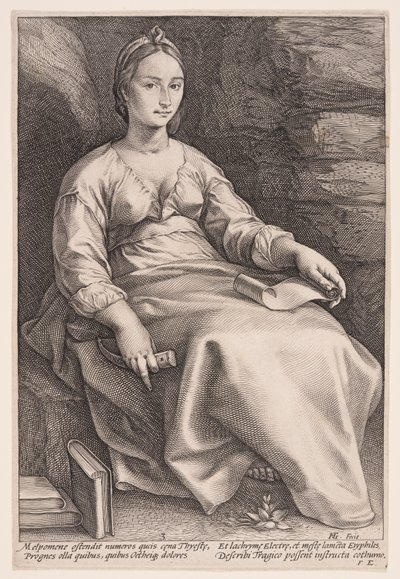 Melpomene, a tragédia múzsája, A kilenc múzsából alkotó: Hendrick Goltzius
