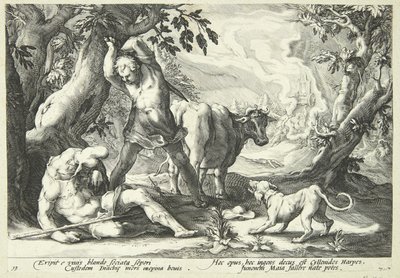 Merkúr megöli Argust alkotó: Hendrick Goltzius