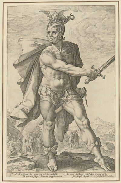 Mucius Scaevola, a „Római hősök” sorozat 3. lapja alkotó: Hendrick Goltzius