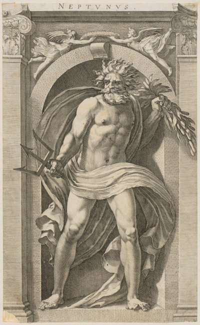 Neptun, a „Nyolc ókori istenség” sorozat 2. lapja alkotó: Hendrick Goltzius