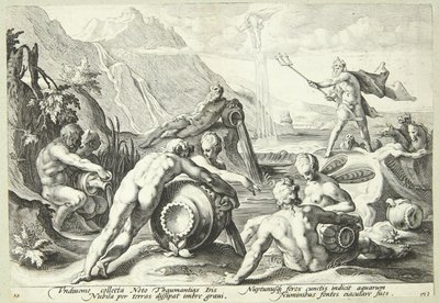 A Neptunusz az emberiség megsemmisítését tervezi alkotó: Hendrick Goltzius