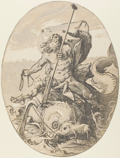 Oceanus, második lemez a Demogorgontól és az istenségektől alkotó: Hendrick Goltzius