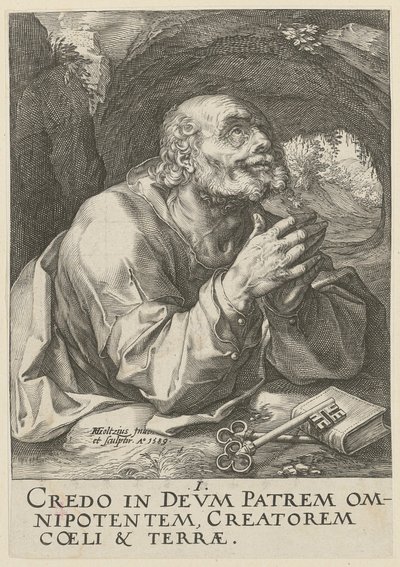 Péter, 1. lap a „Krisztus, a tizenkét apostol és Pál” sorozatból alkotó: Hendrick Goltzius