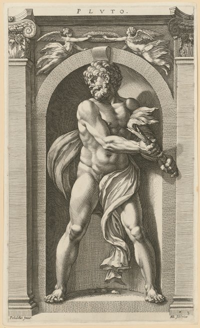 Plútó, a „Nyolc ókori istenség” sorozat 3. lapja alkotó: Hendrick Goltzius