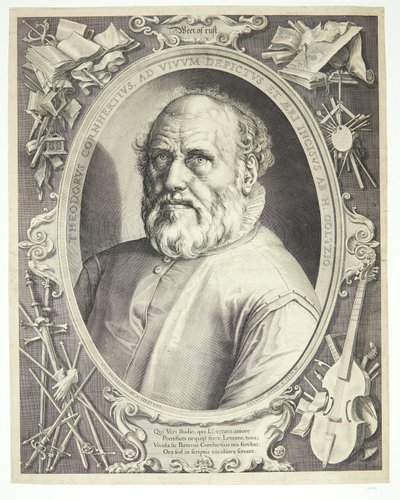 Dirck Volkertsz Coornhert portréja alkotó: Hendrick Goltzius
