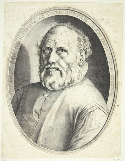 Dirck Volkertsz Coornhert portréja alkotó: Hendrick Goltzius