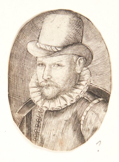 Kalapos férfi portréja, balra fordulva alkotó: Hendrick Goltzius