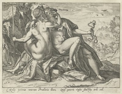 Igazságosság és körültekintés (Justitia / Prudentia) Az egyesült erények (sorozat címe) alkotó: Hendrick Goltzius