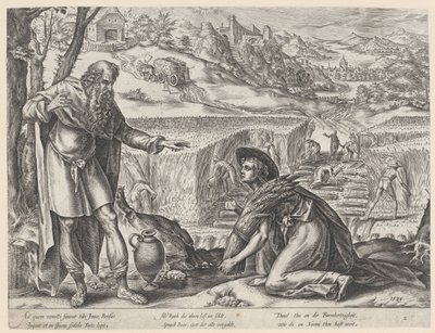 Ruth Boáz mezőjén gyűjtöget Ruth története (sorozat címe) alkotó: Hendrick Goltzius