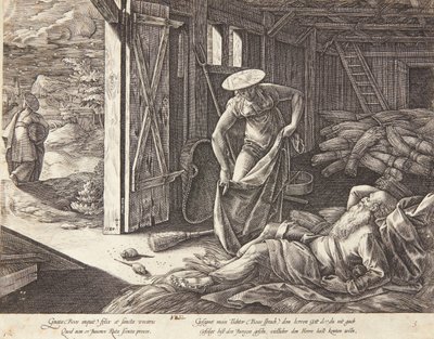 Ruth és Boáz a szérűn alkotó: Hendrick Goltzius