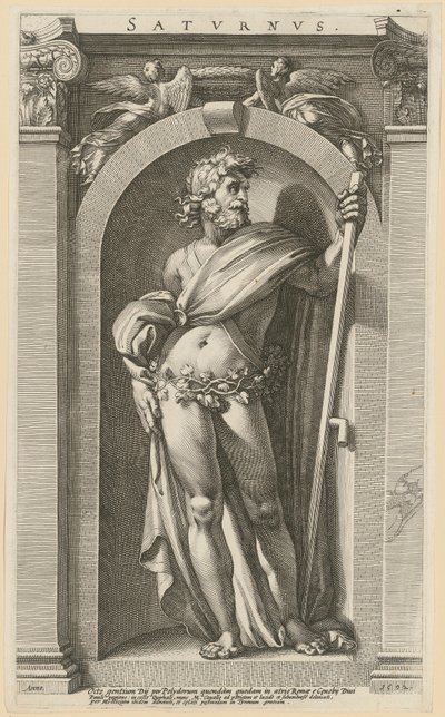 Szaturnusz, az „Nyolc antik istenség” sorozat 1. lapja alkotó: Hendrick Goltzius