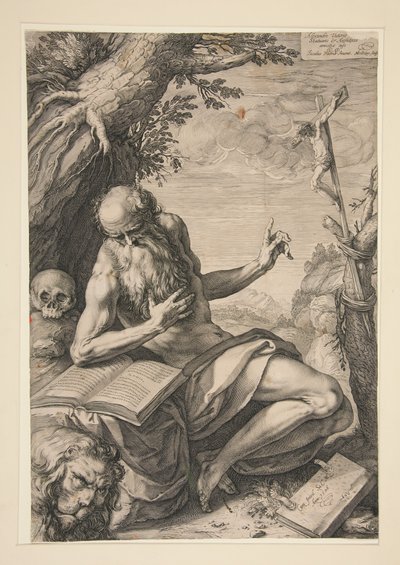 Szent Jeromos a sivatagban alkotó: Hendrick Goltzius