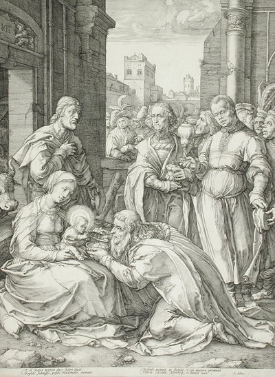 A háromkirályok imádása alkotó: Hendrick Goltzius