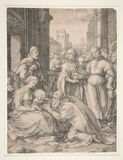A mágusok imádása, a Krisztus születése és korai élete című sorozatból alkotó: Hendrick Goltzius