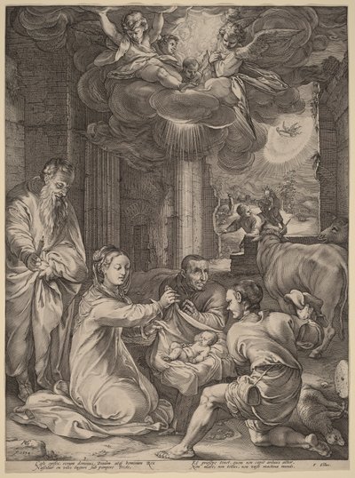 A pásztorok imádása alkotó: Hendrick Goltzius
