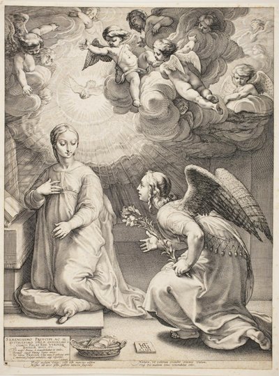 Az Angyali üdvözlet alkotó: Hendrick Goltzius