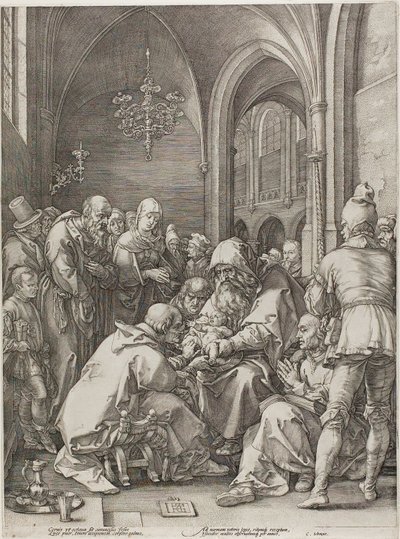 A körülmetélés, negyedik tábla Krisztus születése és korai élete című könyvéből alkotó: Hendrick Goltzius