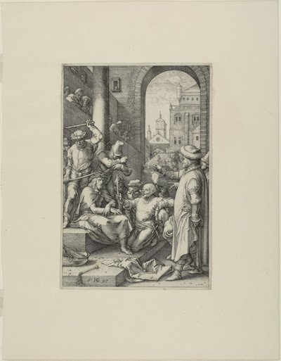 A töviskoronázás, hetedik lemez Krisztus szenvedéséből alkotó: Hendrick Goltzius