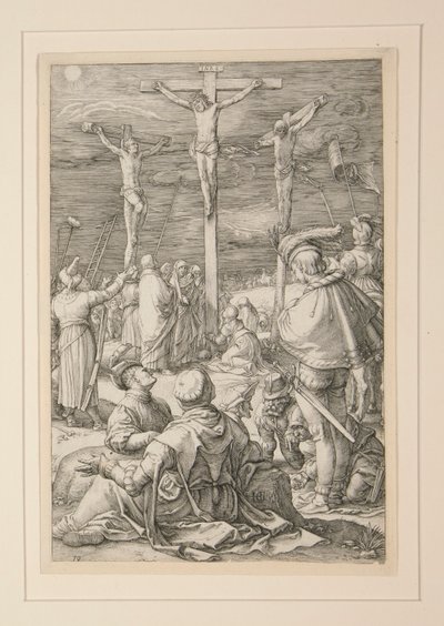 A keresztre feszítés (Krisztus a kereszten), a Passióból, 10. 12 metszetből álló sorozatban alkotó: Hendrick Goltzius