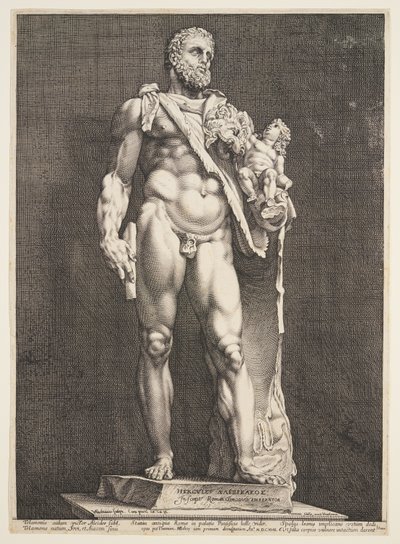 Commodus császár mint Herkules, a három híres római antik szobor közül alkotó: Hendrick Goltzius