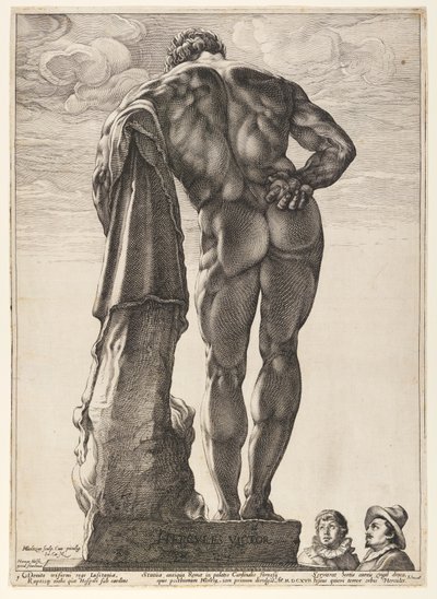 A Farnese Hercules, a Három híres antik szoborból Rómában alkotó: Hendrick Goltzius