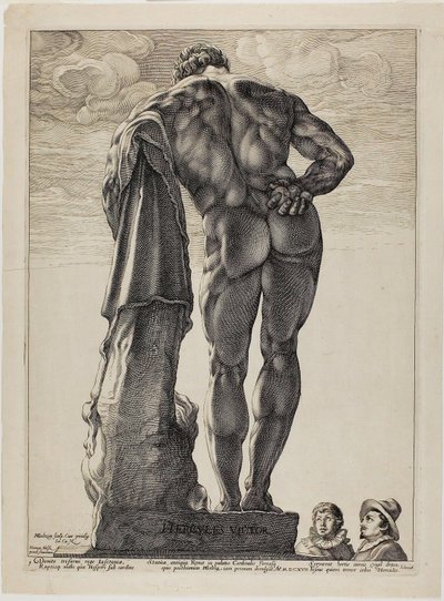 Farnézi Herkules, első tábla a Három híres antik szoborból alkotó: Hendrick Goltzius