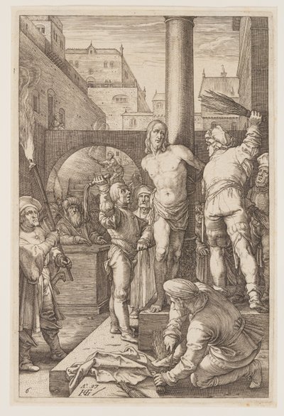 A megostorozás, a Passióból alkotó: Hendrick Goltzius