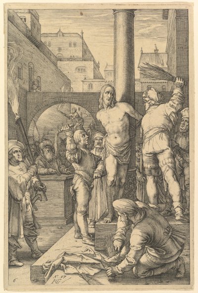 Krisztus megostorozása, a „Krisztus szenvedése” című sorozatból alkotó: Hendrick Goltzius