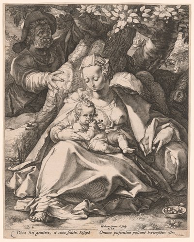 A Szent Család a cseresznyefa alatt alkotó: Hendrick Goltzius