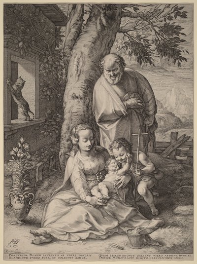 A Szent Család a gyermek Keresztelő Szent Jánossal alkotó: Hendrick Goltzius