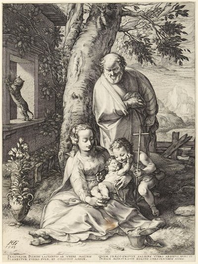 A Szent Család a gyermek Keresztelő Szent Jánossal alkotó: Hendrick Goltzius