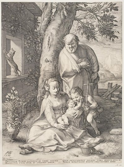 A Szent Család a fiatal Keresztelő Szent Jánossal alkotó: Hendrick Goltzius