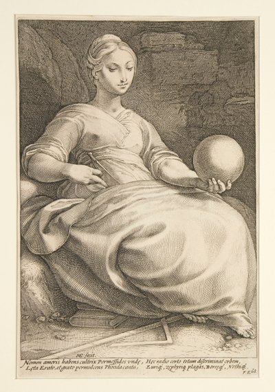 The Nine Muses: Erato, 7. a 9-es sorozatban alkotó: Hendrick Goltzius