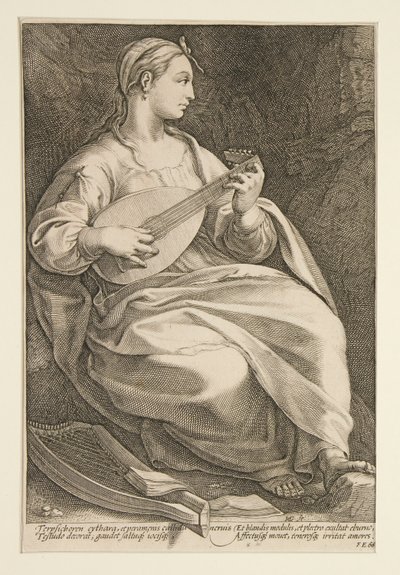 A kilenc múzsa: Terpsichore, 5. a 9-es sorozatban alkotó: Hendrick Goltzius