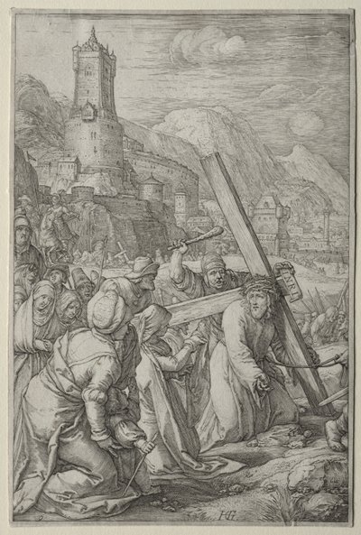 A szenvedés: Krisztus a keresztet hordozó alkotó: Hendrick Goltzius