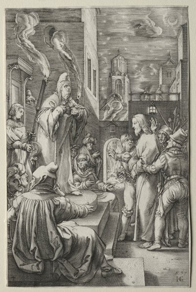 A szenvedés: Krisztus Kajafás előtt alkotó: Hendrick Goltzius
