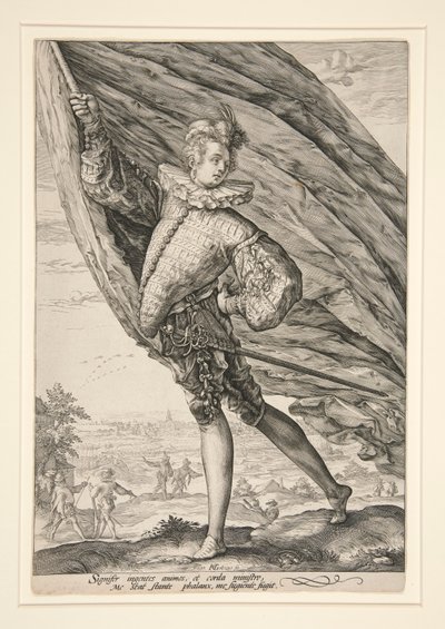 A zászlóvivő balra fordult alkotó: Hendrick Goltzius